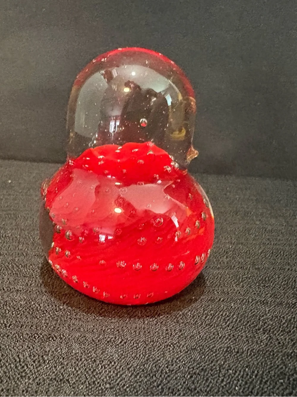 vintage hand-blown glass chick paperweight encased controlled bubbles